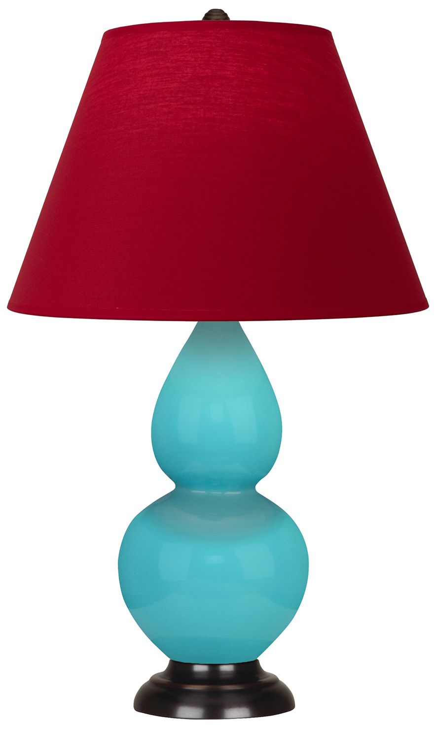 Double Gourd 22.75"H Egg Blue & Bronze Lamp w/Rose Red Made to Order