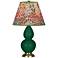 Double Gourd 22.75"H Jungle And Brass Accent Lamp w/ Fall Floral Shade
