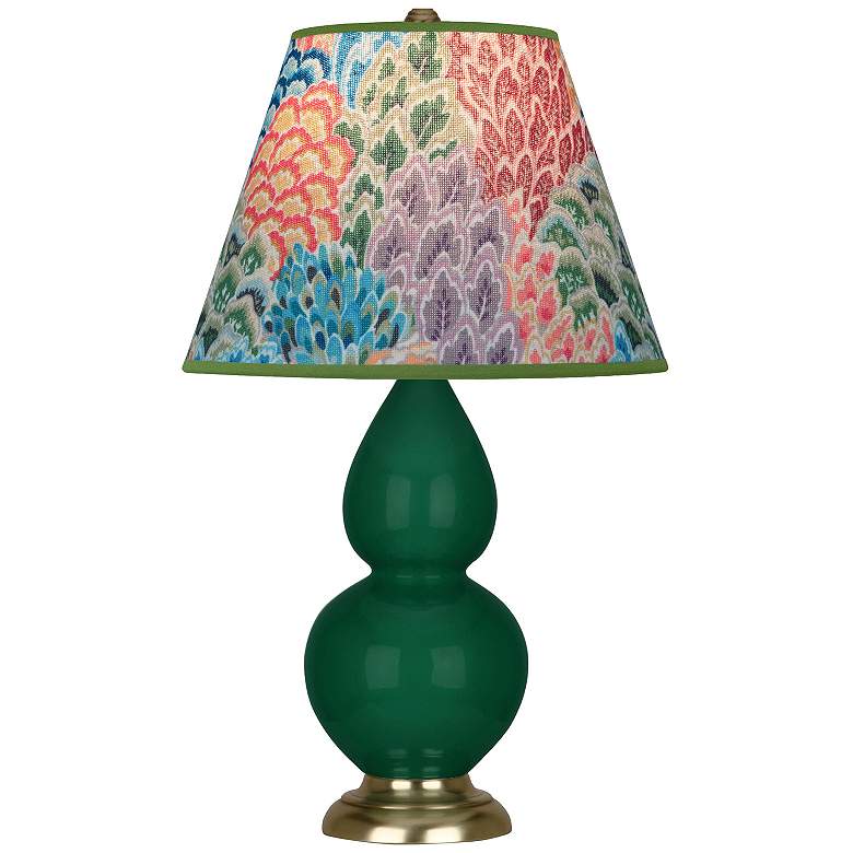 Image 1 Double Gourd 22.75"H Jungle And Brass Accent Lamp w/ Spring Shade
