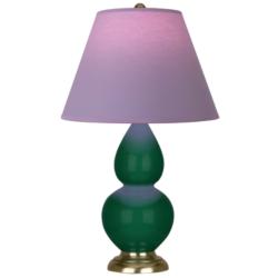 Double Gourd 22.75"H Jungle And Brass Lamp w/ Lavender And Plum Shade