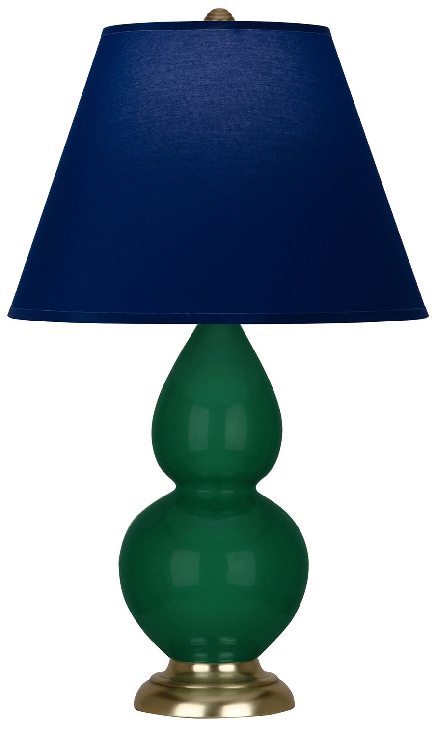 Double Gourd 22.75"H Jungle And Brass Lamp w/ Navy And Gray Made to Order