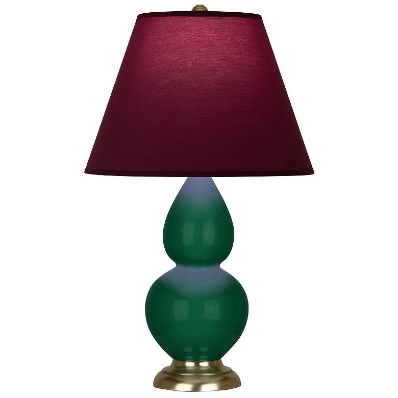 Image 1 Double Gourd 22.75"H Jungle And Brass Lamp w/ Plum And Lavender Shade