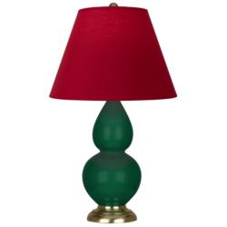 Double Gourd 22.75"H Jungle And Brass Lamp w/ Rose And Ink Shade