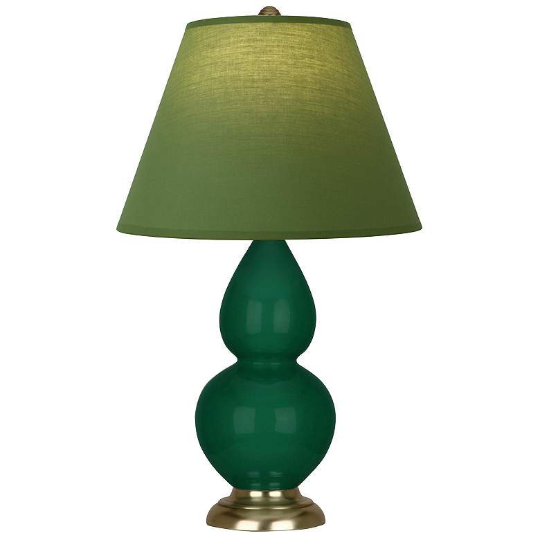 Image 1 Double Gourd 22.75"H Jungle And Brass Lamp w/ Tea And Taupe Shade