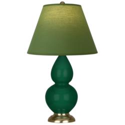 Double Gourd 22.75"H Jungle And Brass Lamp w/ Tea And Taupe Shade