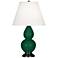 Double Gourd 22.75"H Jungle And Bronze Accent Lamp w/ Pearl Shade