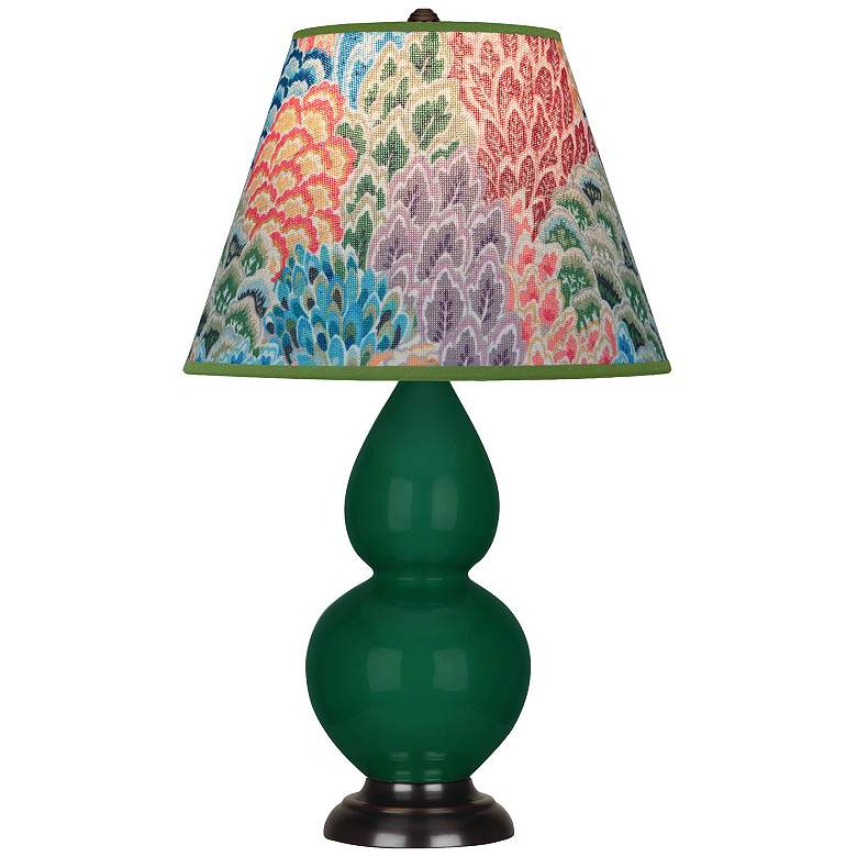 Image 1 Double Gourd 22.75"H Jungle And Bronze Accent Lamp w/ Spring Shade