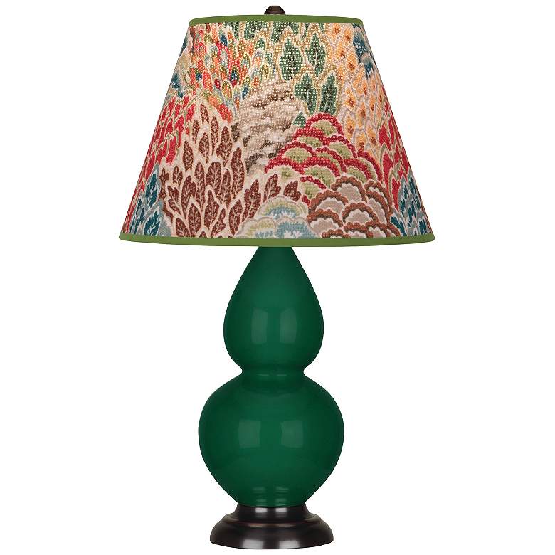Image 1 Double Gourd 22.75"H Jungle And Bronze Lamp w/ Fall Floral Shade