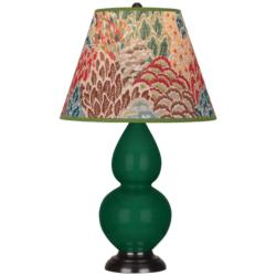 Double Gourd 22.75"H Jungle And Bronze Lamp w/ Fall Floral Shade