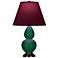 Double Gourd 22.75"H Jungle And Bronze Lamp w/ Plum And Lavender Shade