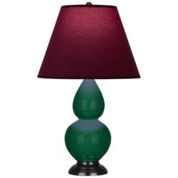 Double Gourd 22.75"H Jungle And Bronze Lamp w/ Plum And Lavender Shade