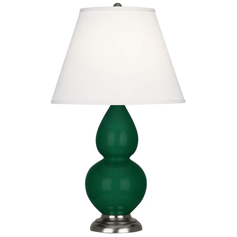 Image 1 Double Gourd 22.75"H Jungle And Silver Accent Lamp w/ Pearl Shade