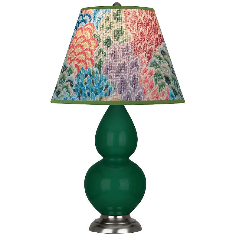 Image 1 Double Gourd 22.75"H Jungle And Silver Accent Lamp w/ Spring Shade