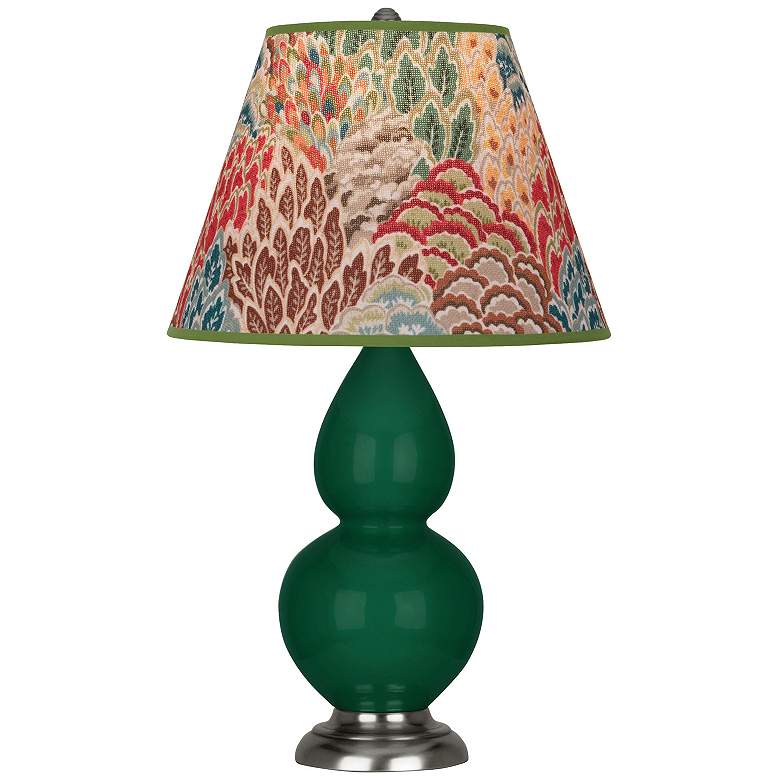 Image 1 Double Gourd 22.75"H Jungle And Silver Lamp w/ Fall Floral Shade