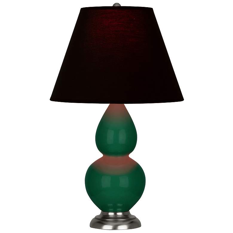 Image 1 Double Gourd 22.75"H Jungle And Silver Lamp w/ Ink And Rose Shade