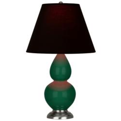 Double Gourd 22.75"H Jungle And Silver Lamp w/ Ink And Rose Shade