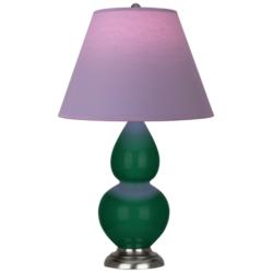 Double Gourd 22.75"H Jungle And Silver Lamp w/ Lavender And Plum Shade