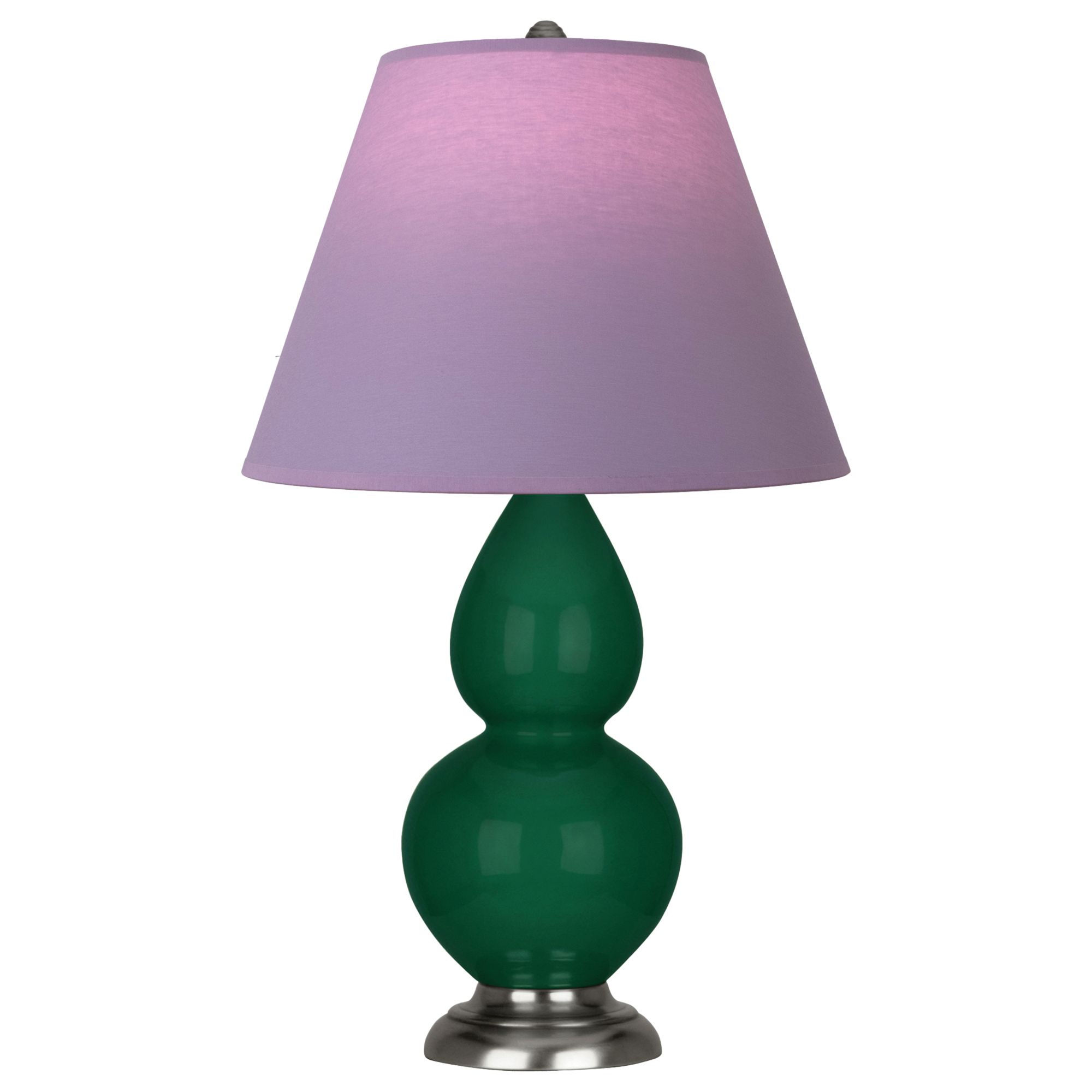 Image 2 Double Gourd 22.75"H Jungle And Silver Lamp w/ Lavender And Plum Shade more views