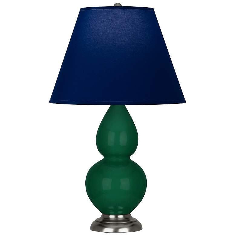 Image 1 Double Gourd 22.75"H Jungle And Silver Lamp w/ Navy And Gray Shade