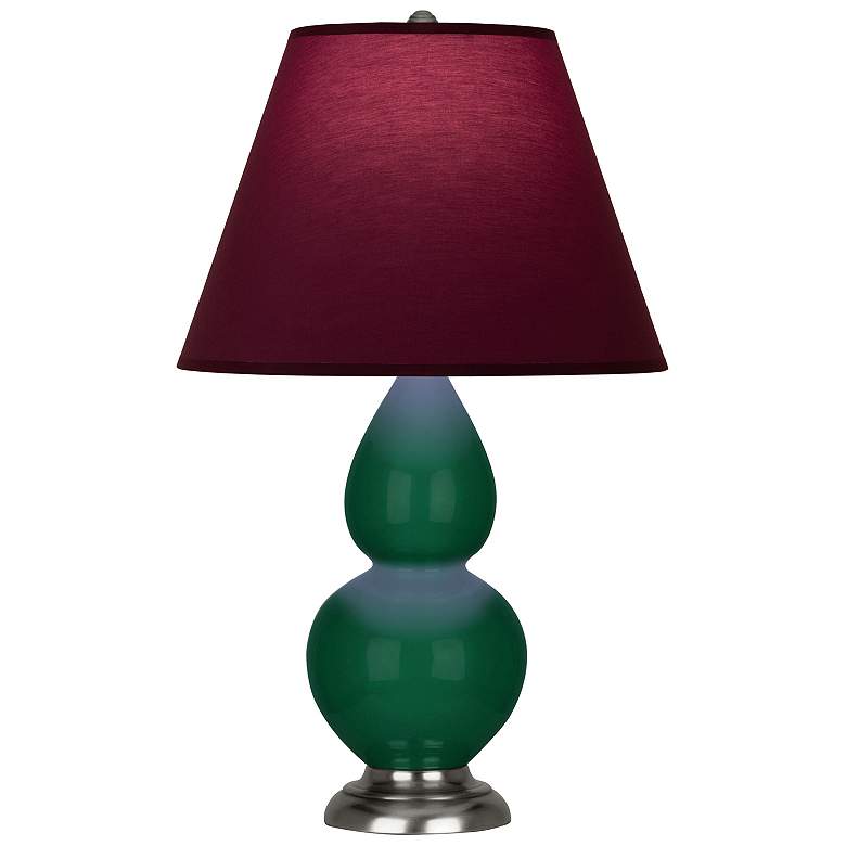 Image 1 Double Gourd 22.75"H Jungle And Silver Lamp w/ Plum And Lavender Shade