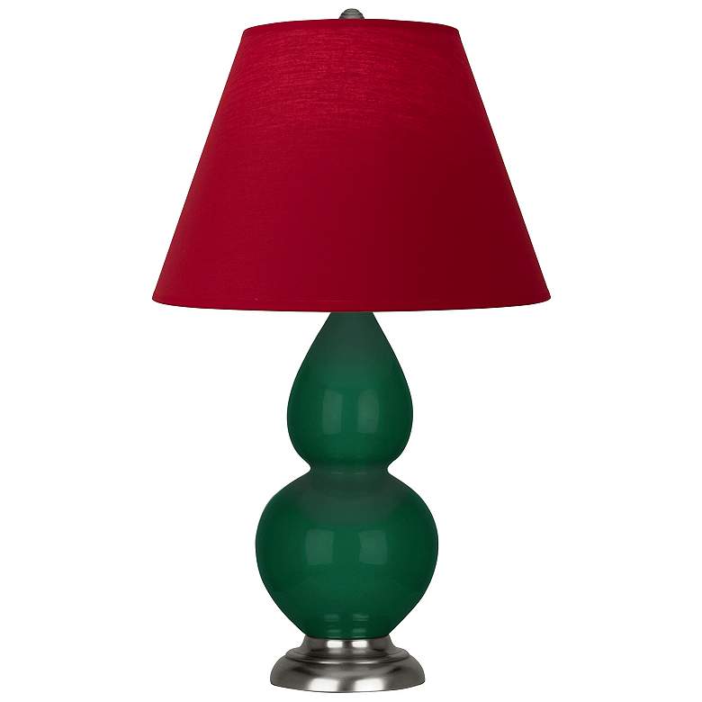 Image 1 Double Gourd 22.75"H Jungle And Silver Lamp w/ Rose And Ink Shade
