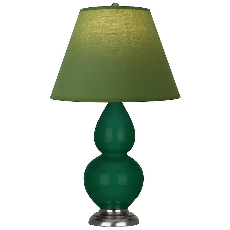 Image 1 Double Gourd 22.75"H Jungle And Silver Lamp w/ Tea And Taupe Shade