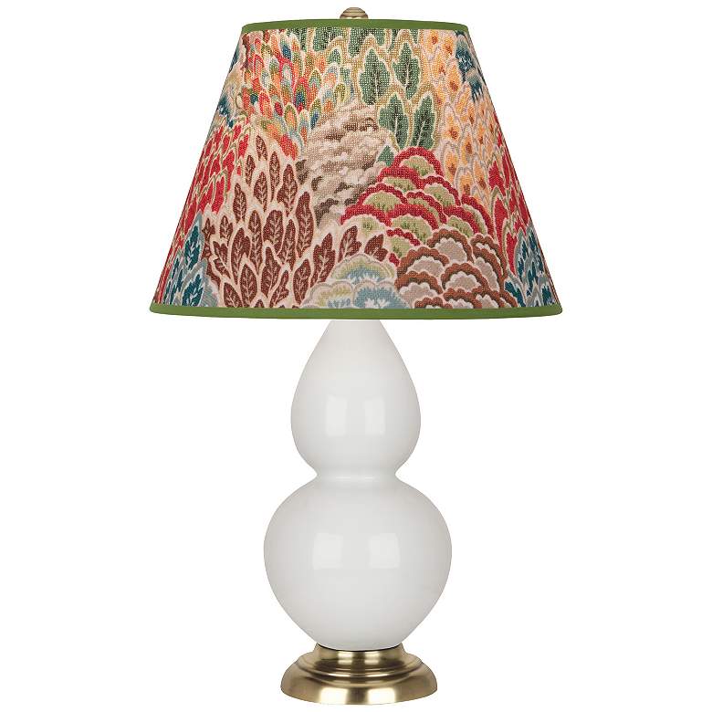 Image 1 Double Gourd 22.75"H Lily And Brass Accent Lamp w/ Fall Floral Shade