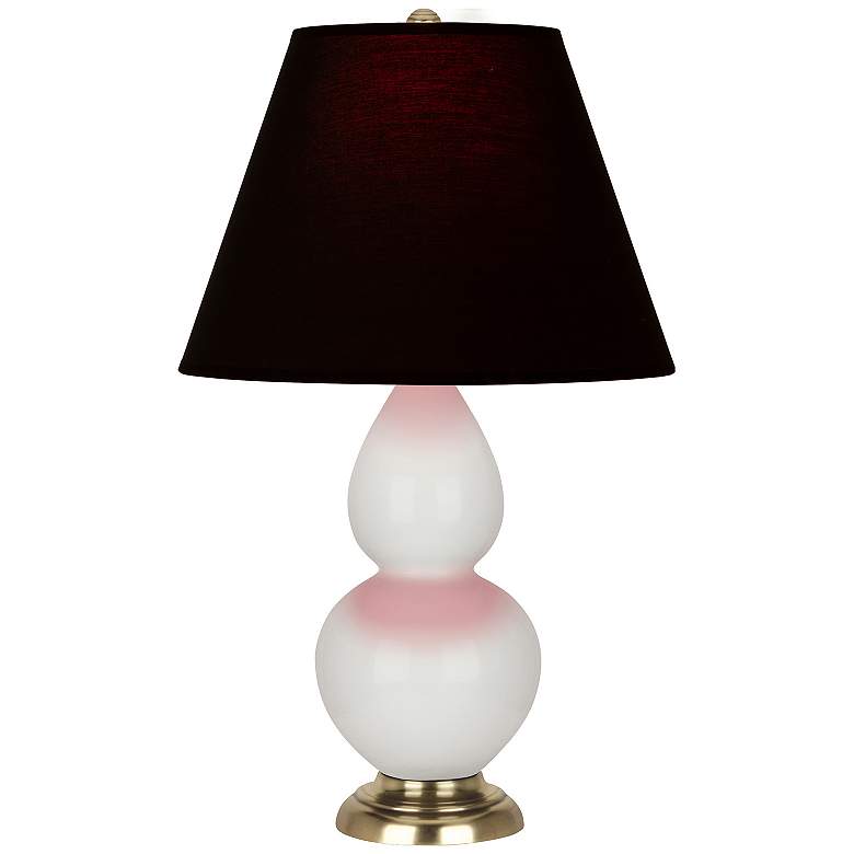 Image 1 Double Gourd 22.75"H Lily And Brass Accent Lamp w/ Ink And Rose Shade