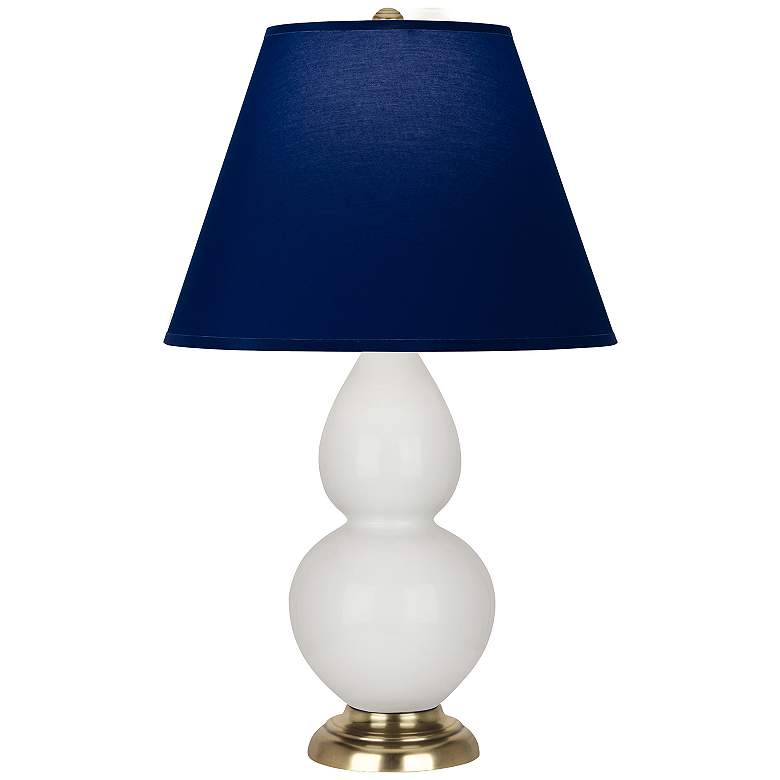 Image 1 Double Gourd 22.75"H Lily And Brass Accent Lamp w/ Navy And Gray Shade