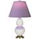 Double Gourd 22.75"H Lily And Brass Lamp w/ Lavender And Plum Shade