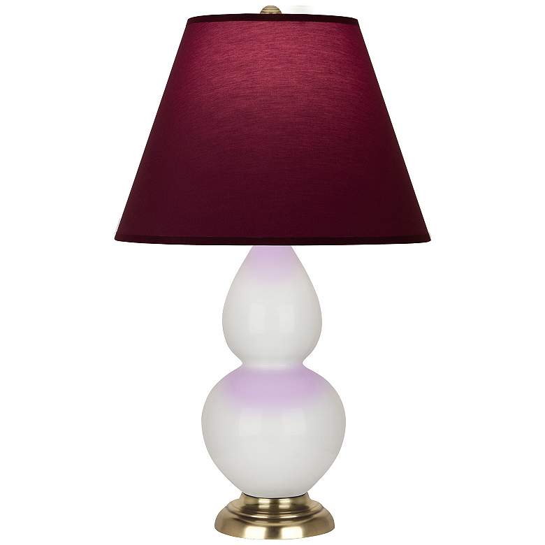 Image 1 Double Gourd 22.75"H Lily And Brass Lamp w/ Plum And Lavender Shade