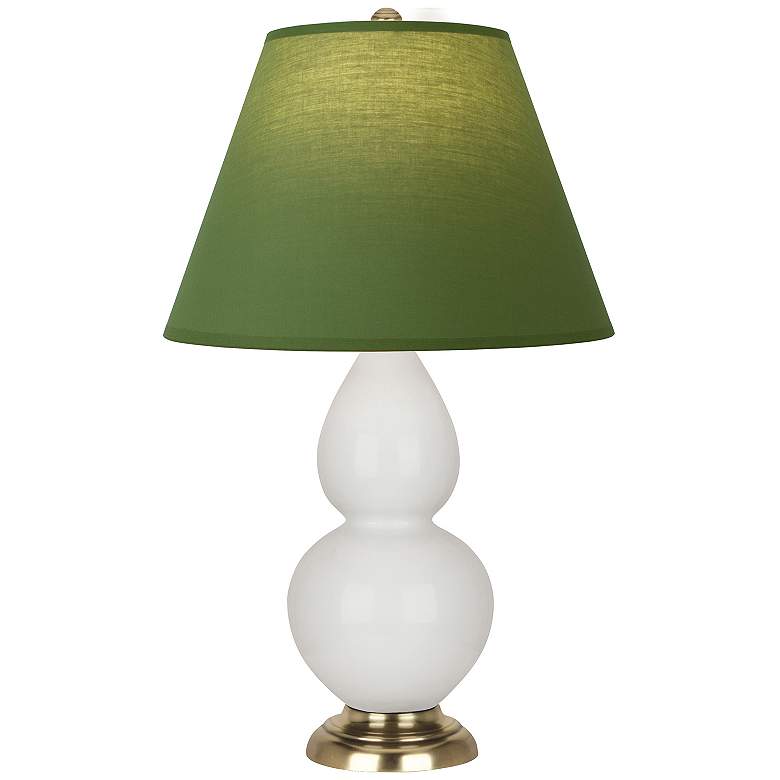 Image 1 Double Gourd 22.75"H Lily And Brass Lamp w/ Tea Green And Taupe Shade