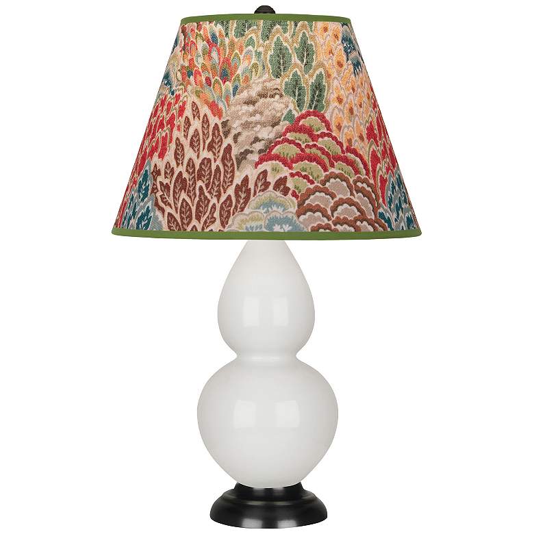Image 1 Double Gourd 22.75"H Lily And Bronze Accent Lamp w/ Fall Floral Shade