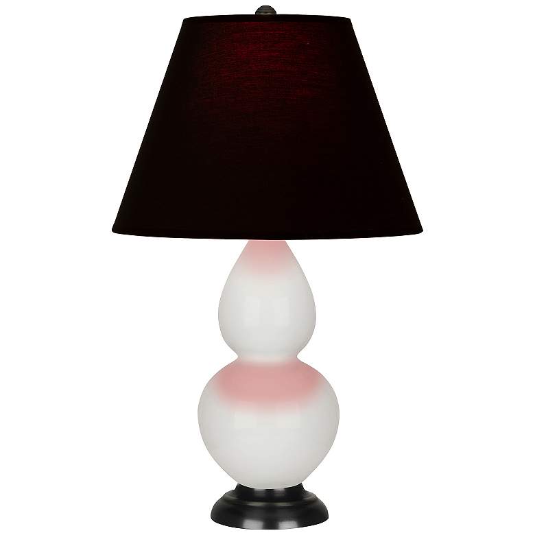 Image 1 Double Gourd 22.75"H Lily And Bronze Accent Lamp w/ Ink And Rose Shade