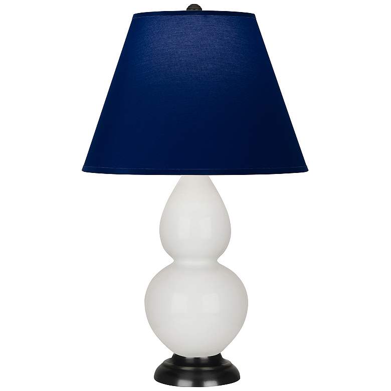 Image 1 Double Gourd 22.75"H Lily And Bronze Lamp w/ Navy And Gray Shade