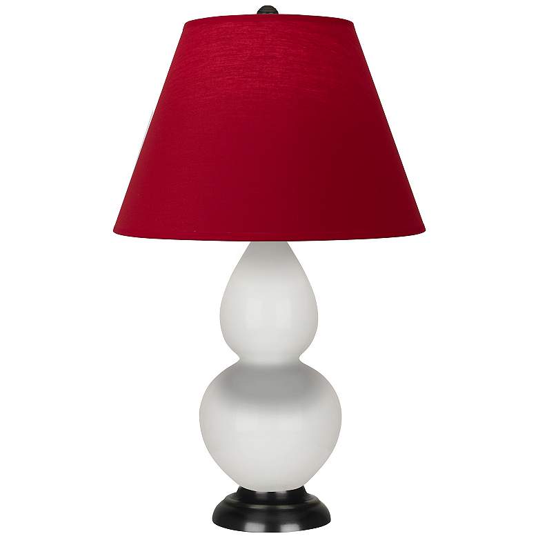 Image 1 Double Gourd 22.75"H Lily And Bronze Lamp w/ Rose And Ink Shade