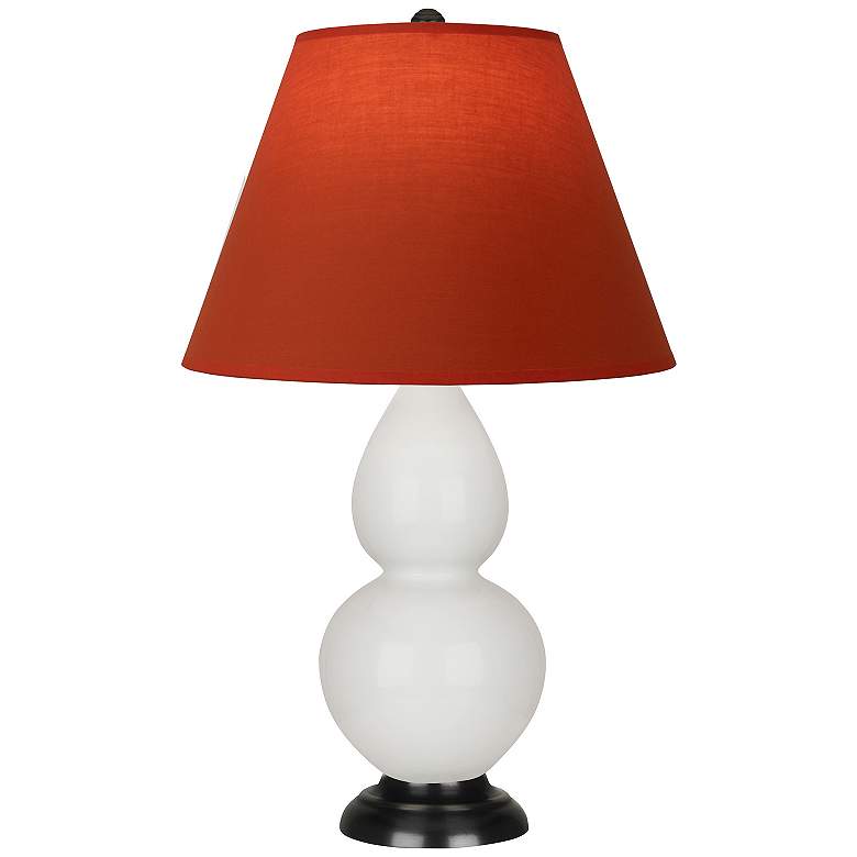 Image 1 Double Gourd 22.75"H Lily And Bronze Lamp w/ Tangerine And Taupe Shade