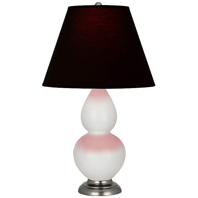 Image 1 Double Gourd 22.75"H Lily And Silver Accent Lamp w/ Ink And Rose Shade