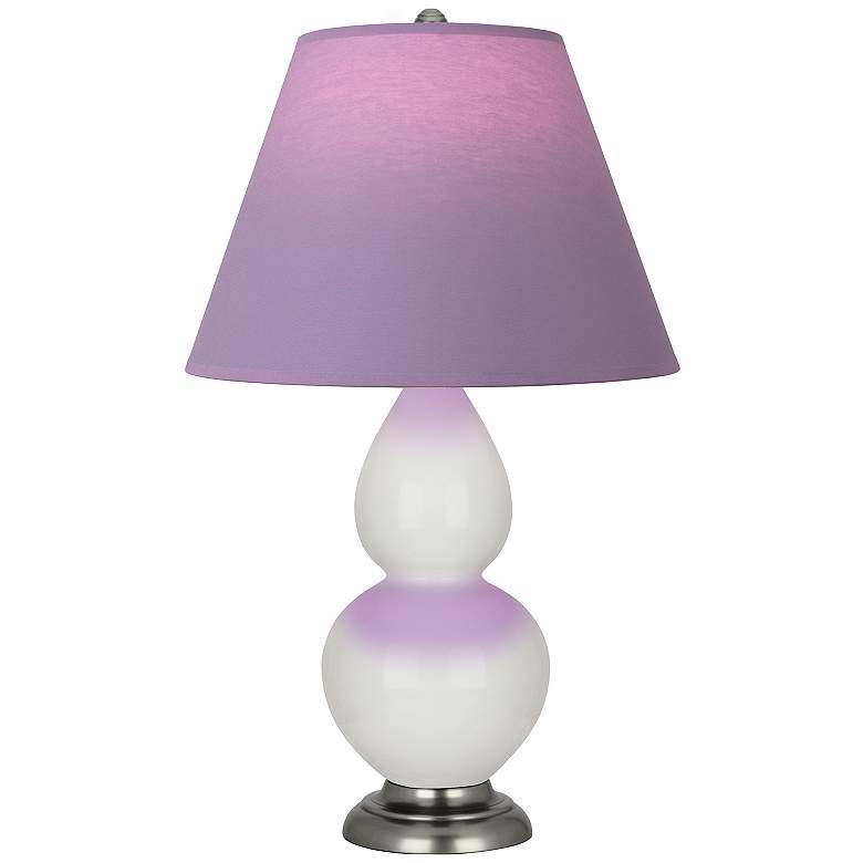 Image 1 Double Gourd 22.75"H Lily And Silver Lamp w/ Lavender And Plum Shade