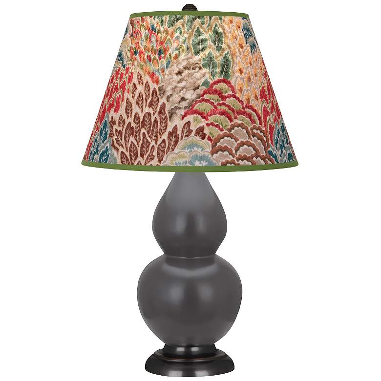 Image 1 Double Gourd 22.75"H Matte Ash And Bronze Lamp w/ Fall Floral Shade