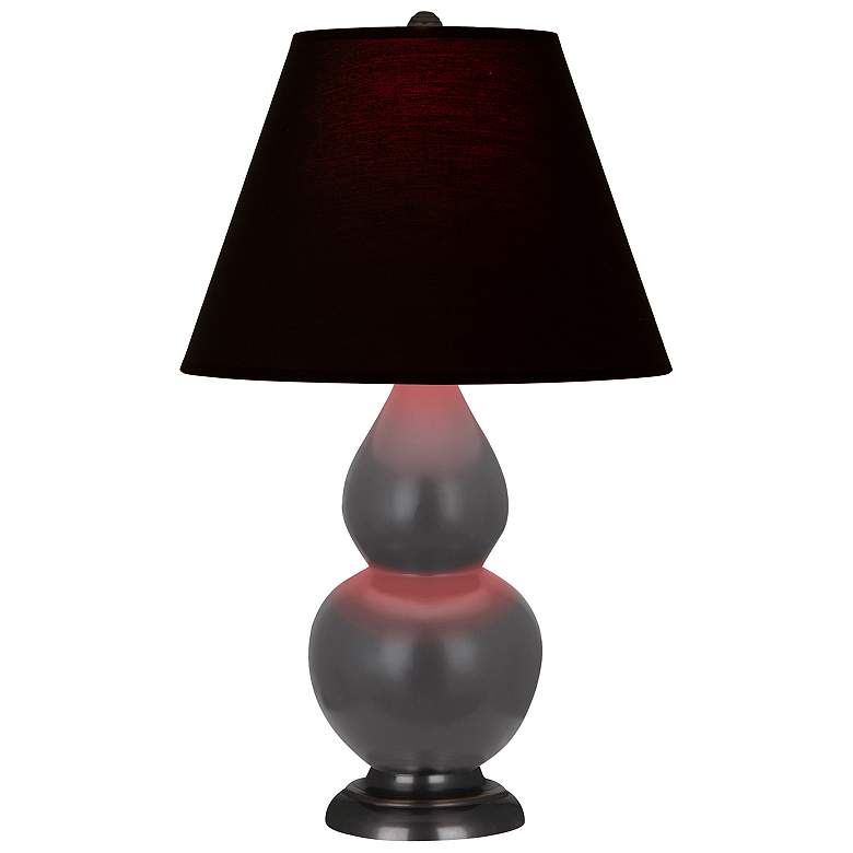 Image 1 Double Gourd 22.75"H Matte Ash And Bronze Lamp w/ Ink And Rose Shade