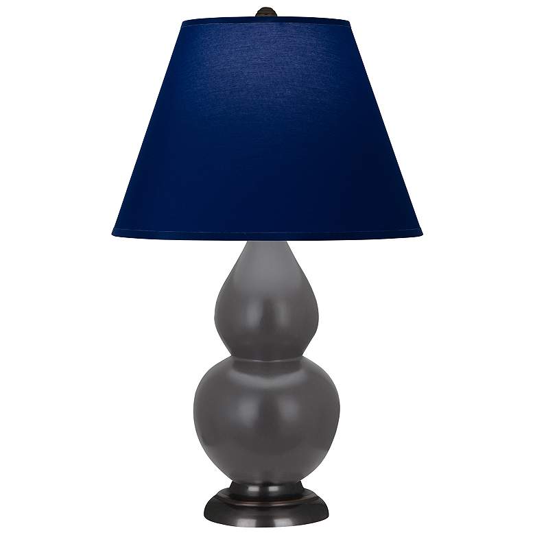 Image 1 Double Gourd 22.75"H Matte Ash And Bronze Lamp w/ Navy And Gray Shade
