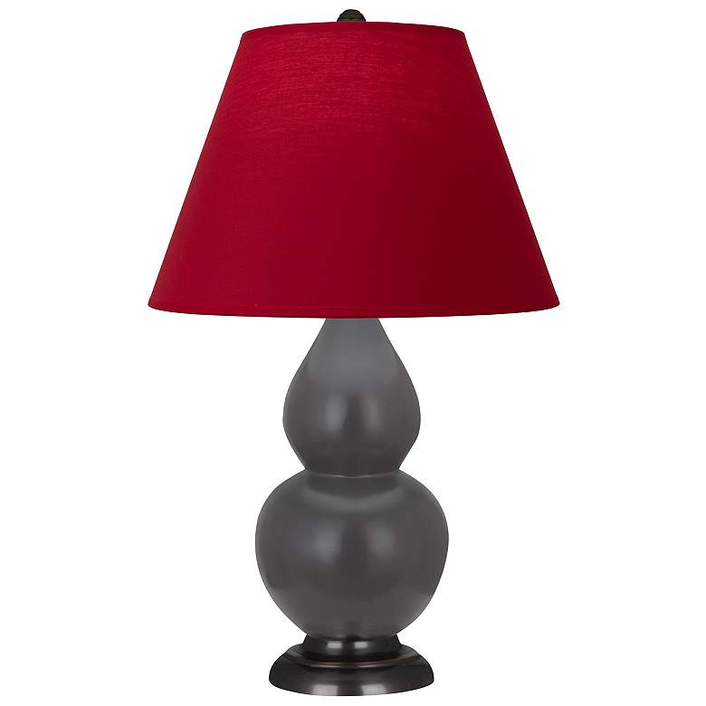 Image 1 Double Gourd 22.75"H Matte Ash And Bronze Lamp w/ Rose And Ink Shade