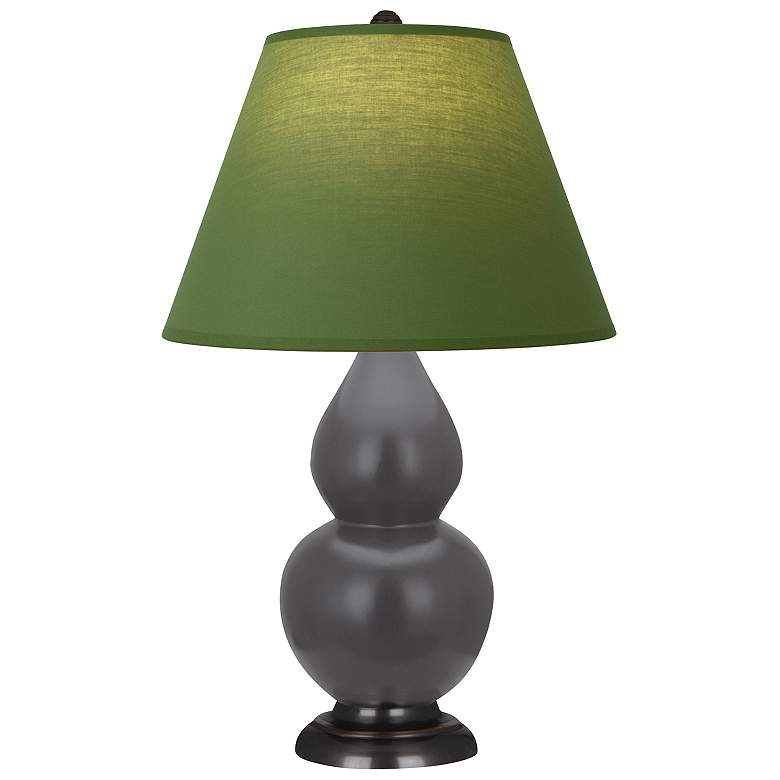 Image 1 Double Gourd 22.75"H Matte Ash And Bronze Lamp w/ Tea And Taupe Shade