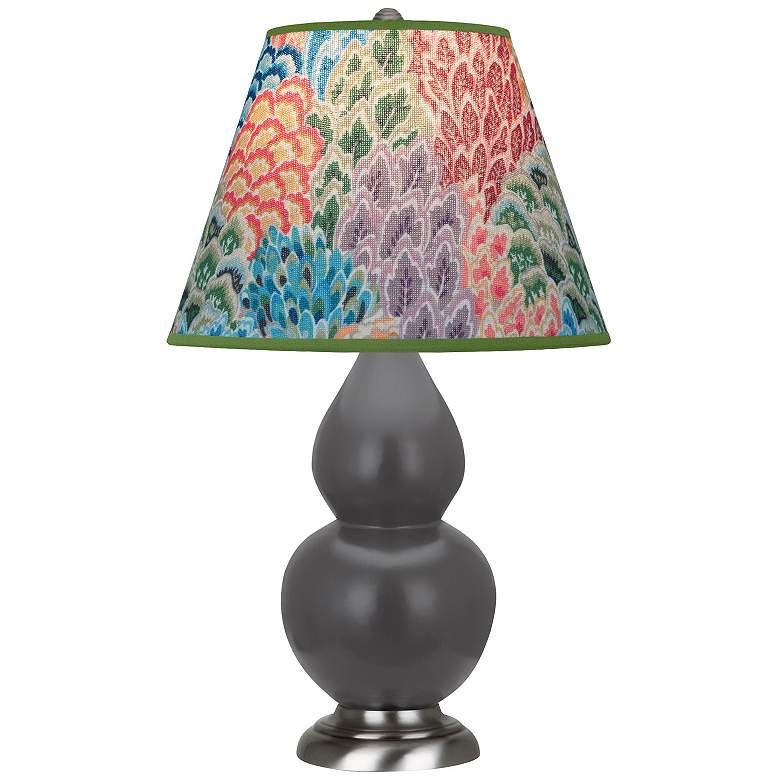 Image 1 Double Gourd 22.75"H Matte Ash And Silver Accent Lamp w/ Spring Shade