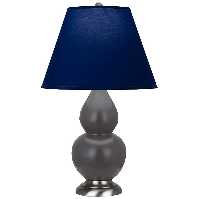 Image 1 Double Gourd 22.75"H Matte Ash And Silver Lamp w/ Navy And Gray Shade