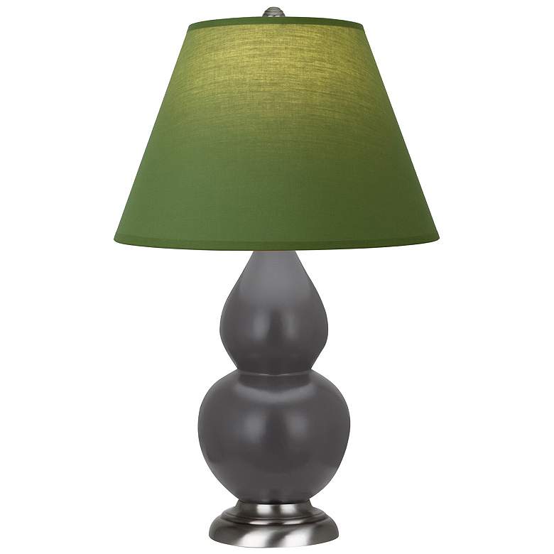Image 1 Double Gourd 22.75"H Matte Ash And Silver Lamp w/ Tea And Taupe Shade