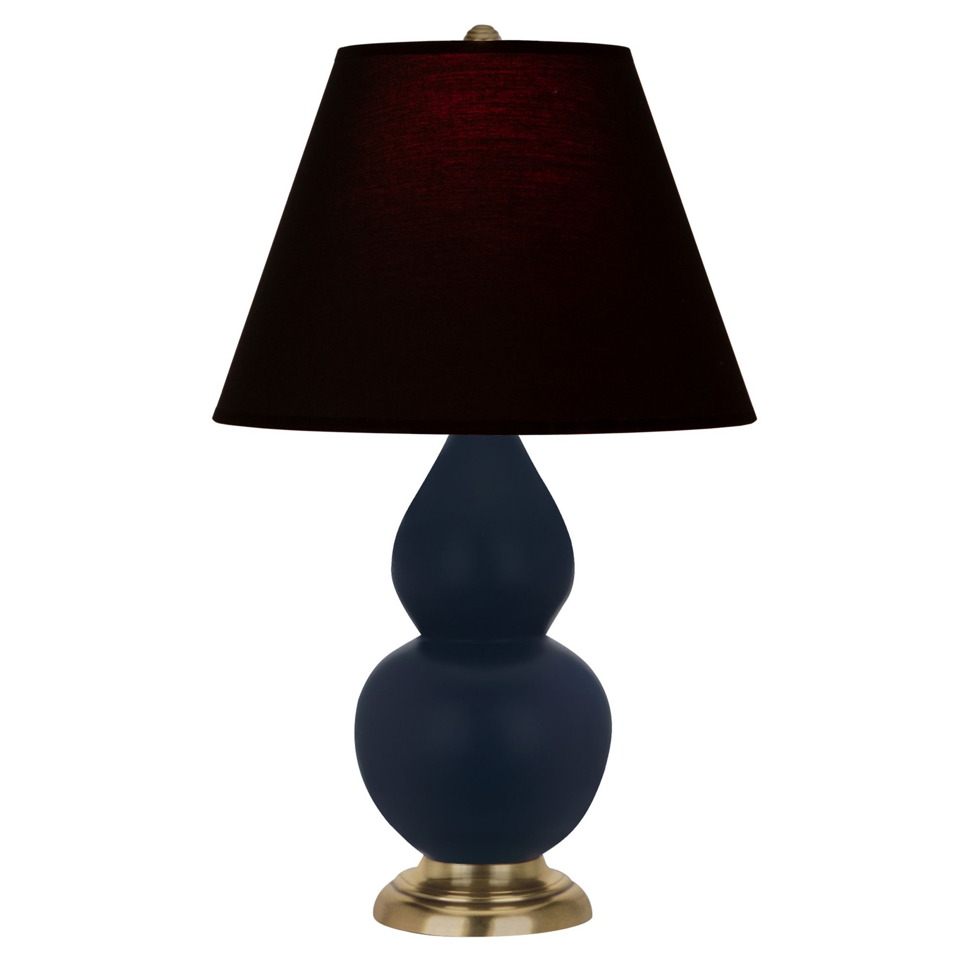 Image 2 Double Gourd 22.75"H Matte Blue And Brass Lamp w/ Ink And Rose Shade more views
