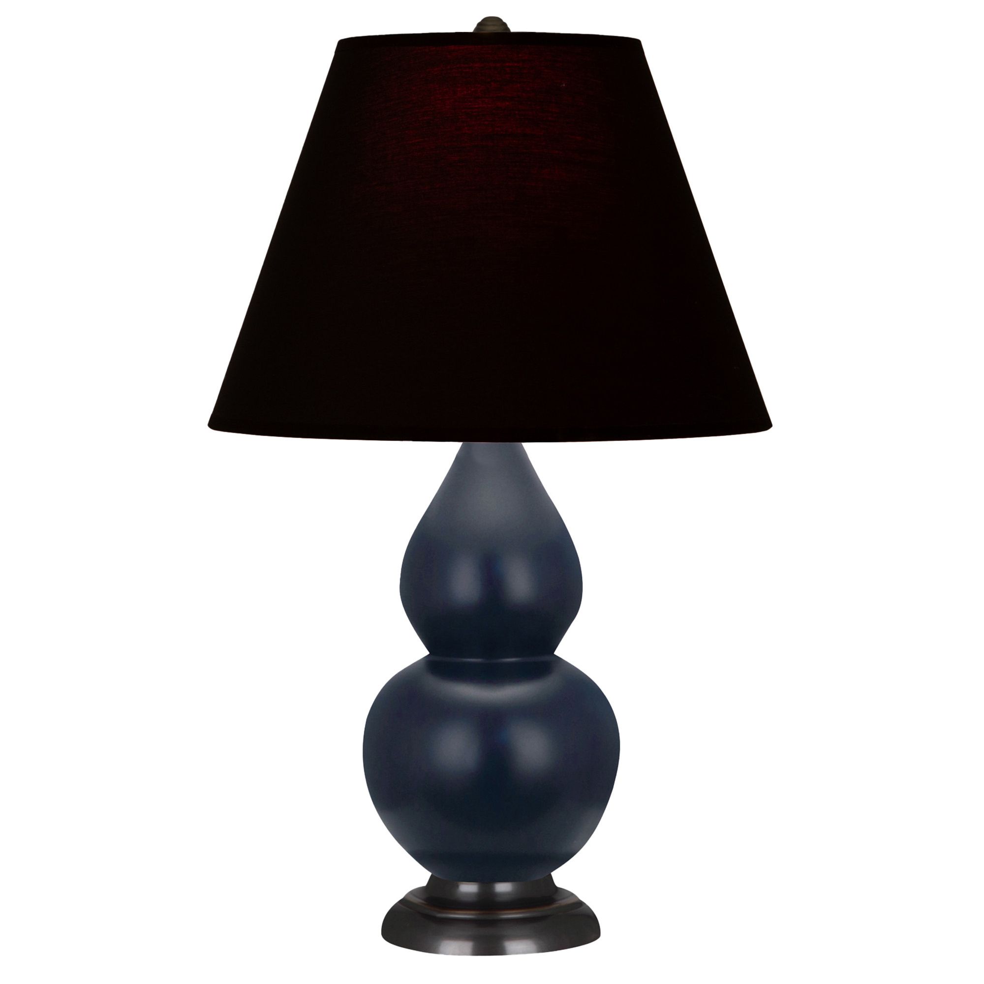 Image 2 Double Gourd 22.75"H Matte Blue And Bronze Lamp w/ Ink And Rose Shade more views
