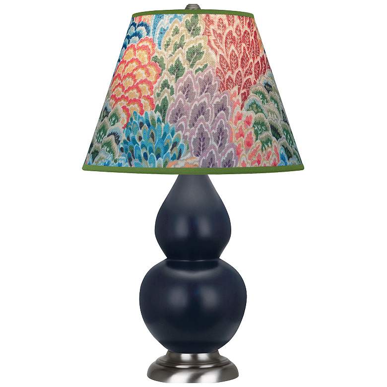 Image 1 Double Gourd 22.75"H Matte Blue And Silver Accent Lamp w/ Spring Shade
